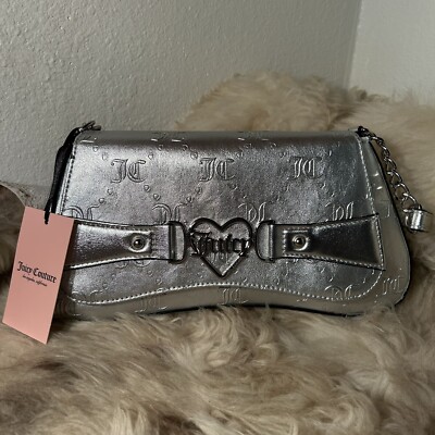 NWT Juicy Couture Only Juicy Flap Shoulder Bag - Silver