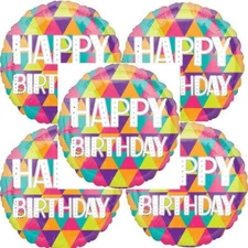 5 PACK Anagram 18" Colorful Triangles Birthday HX