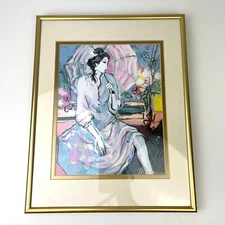 Isaac Maimon Spring Showers Framed Artwork 11x14 Water Color Signed Gallery Wall