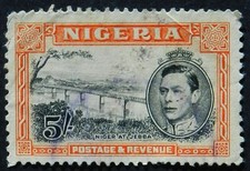 Nigeria 1938 5/- perf 13x11½ SG 59 Used cat £25 creases