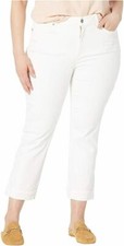NYDJ Marilyn Straight Ankle 2 Clean Cuff Cropped Jeans Optic White 24W NWT 109