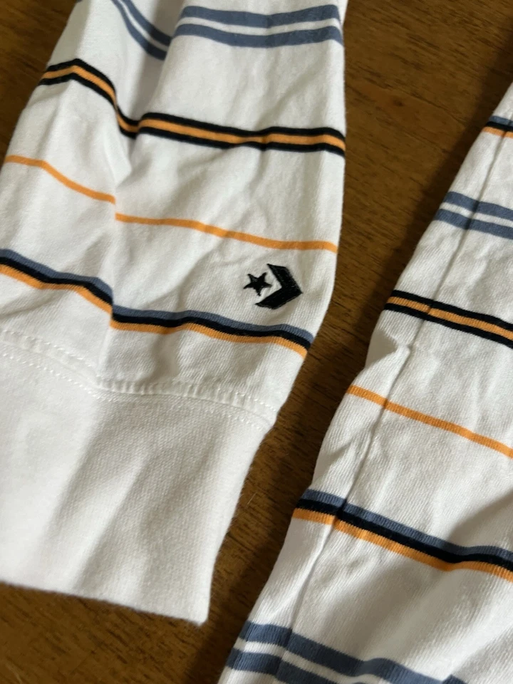 匡威 Converse Skater Top 男式 L 标志条纹灰色紫色口袋 T 恤学校学院风全新无标签 — 第 4/4 张图片