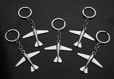 5x PCS - Vintage Style Plane Airplane Jet Silver Color Pendant Keychain Gift