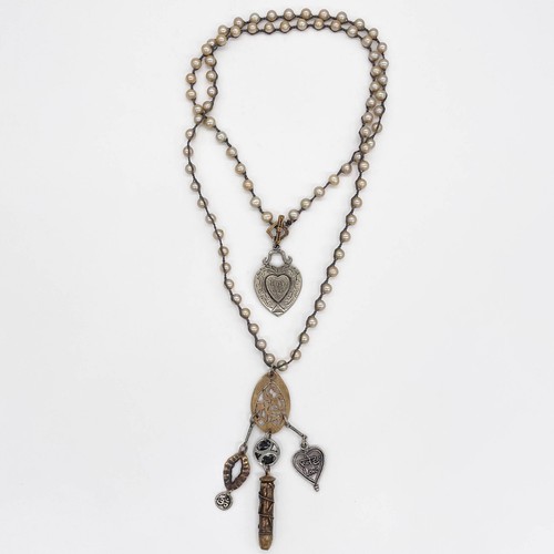 Collar Love Heals plata esterlina corazón perlas 36" - Imagen 3 de 4