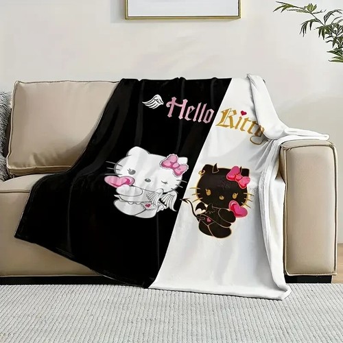 SANRIO HELLO KITTY DEVIL OR ANGEL THROW BLANKET LIGHTWEIGHT 50x60 - Picture 2 of 5