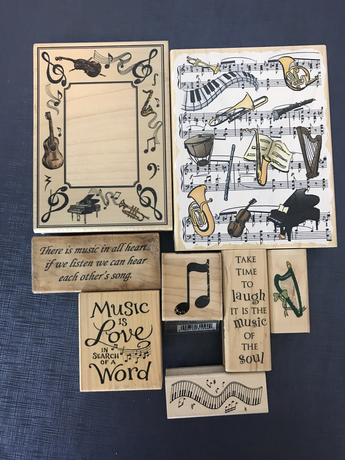 Music Theme Wood Mounted Rubber Stamps Baby Piano Lessons Musical Notes/8