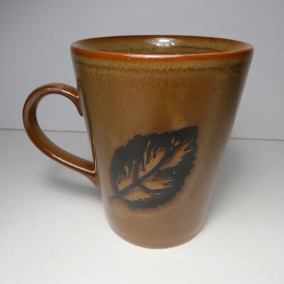 Vintage Just Mugs Coffee Cup Mug Brown with Dual Leaf Design 12 oz. England