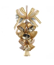 KURT ADLER 5.5" IVORY & GOLD FINISH METAL CLUSTER BELL CHRISTMAS ORNAMENT D4359