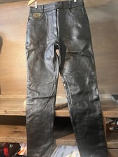 EASY RIDE Black Leather Pants Riding Biker Motorcycle VINTAGE EUC 32/31.5