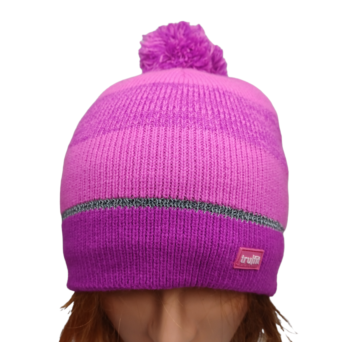 Tru Fit Trufit Striped Pink Purple Beanie Winter Hat One Size