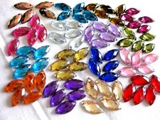 100 acrylic rhinestone rhinestones, choose colour, sew on, 15 x 7 mm, St16E