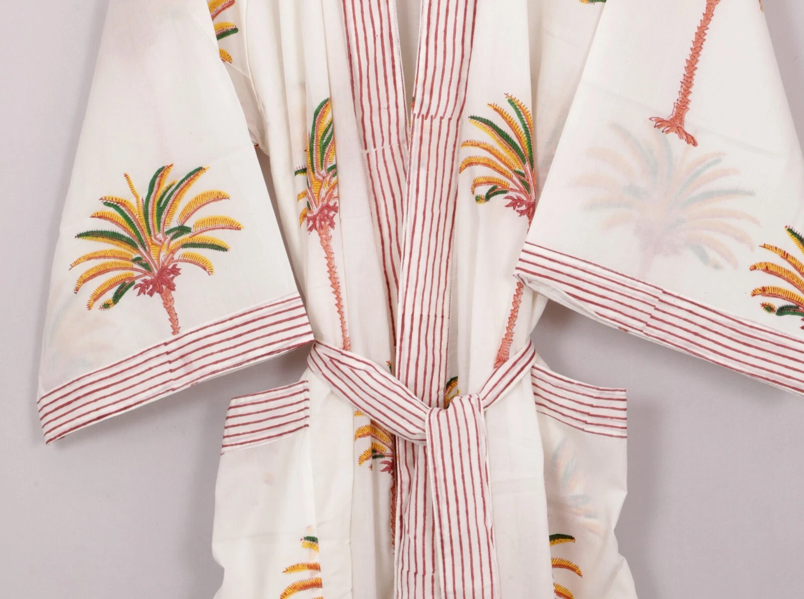 PALM ANGELS Pigiama kimono cotone palma accappatoio spiaggia vestito bikini copricostume 2k25