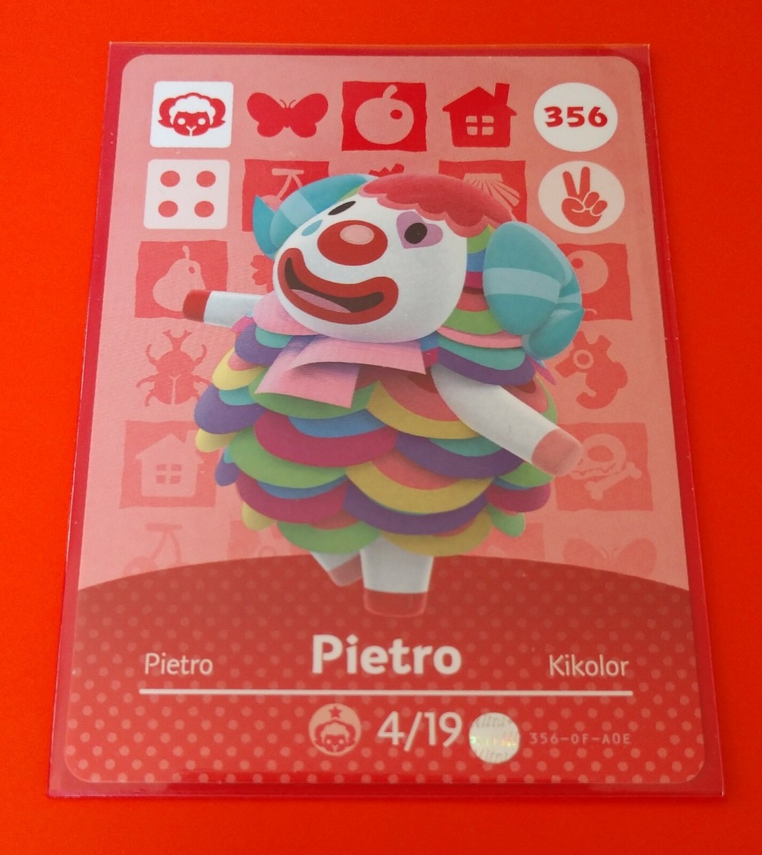 Pietro Amiibo Card #356 Animal Crossing New Horizons Never Scanned