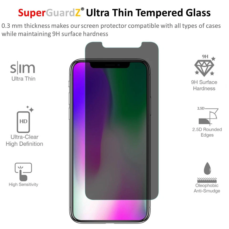 Protector de pantalla de vidrio templado antiespía privacidad SuperGuardZ para iPhone XR Foto 3 de 4