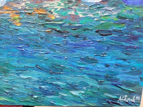 ON SALE Cinque Terre Italy Original Acrylic Painting Canvas Panel 18x14 inches - Picture 8 of 8