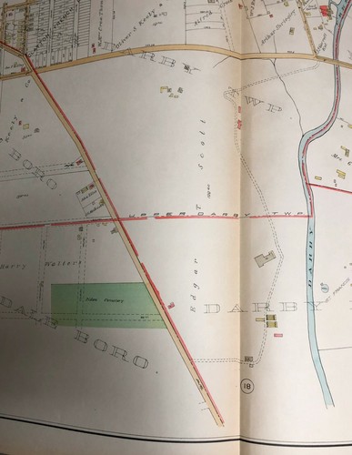 1929 DELAWARE COUNTY PA UPPER DARBY ALDAN YEADON LANSDOWNE GOLF C.C. ATLAS MAP - Picture 2 of 5