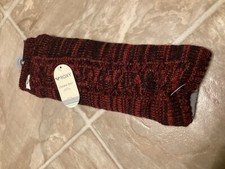 ROXY sherpa lined leg warmers maroon and black nwt cable knit
