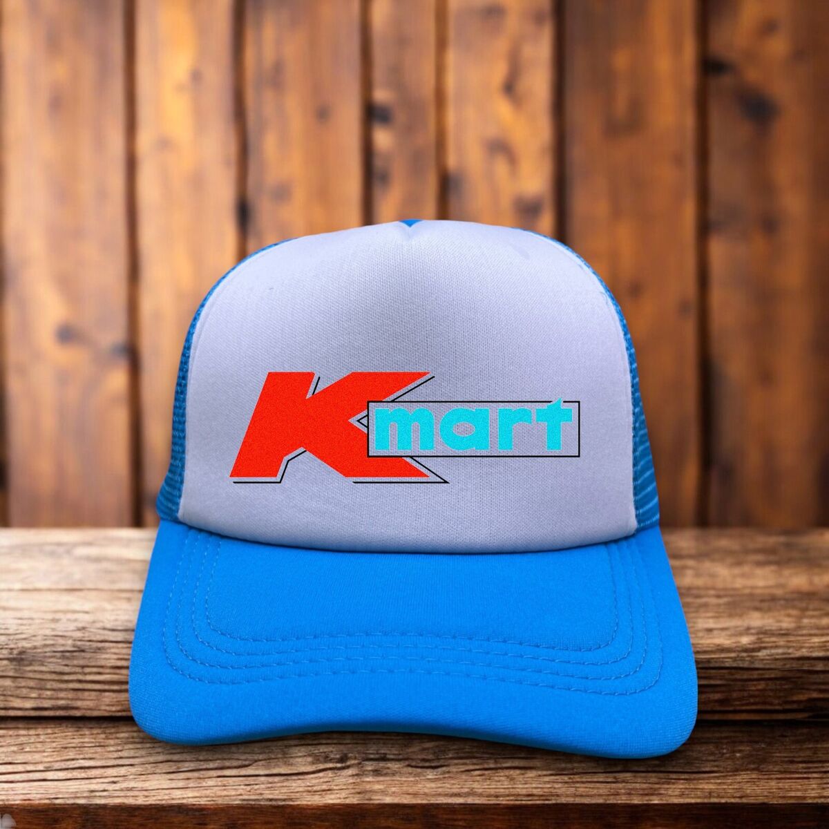KMart Mens Trucker Hat Blue Snapback Defunct Vintage Logo