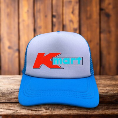 KMart Mens Trucker Hat Blue Snapback Defunct Vintage Logo Retro