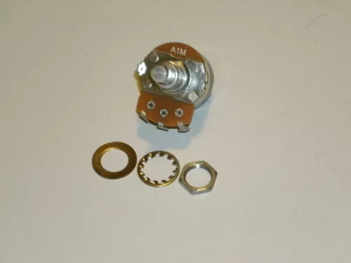 Alpha guitar amp potentiometer, 1M audio w/switch, tweed Champ pot, 3/8" bushing