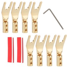 8pcs Y Spade Fork Plug Gold Plated Screw Lock...