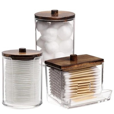 Klar Acryl Q Spitze Wattestäbchen Pad Halter Bad Organizer Aufbewahrungsgläser Set