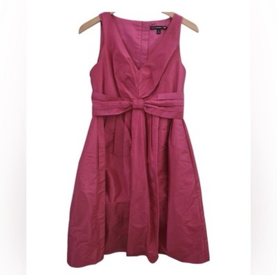 Banana Republic Pink Party Midi Dress   pockets Bow Grandma Cottage Core