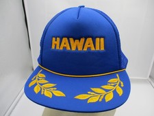 Vintage Hawaiian Headwear Hawaii Hat Cap Snap Back Mens Blue Foam Mesh Trucker