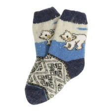 POLAR BEAR Kids Wool Blend Socks AGES 4-6 Handmade Warm Soft Winter Knit Socks