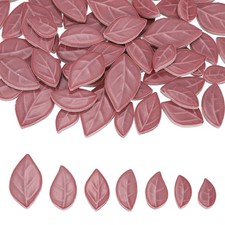 0.44LB Leaves Ceramic Mosaic Tiles for Crafts Bulk, for Home Decor, Dark Red
