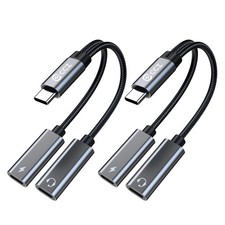 USB C Splitter,1 in 2 Out Dual USB C Type Headphone and Charger Audio Adapter...