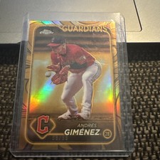 Andres Gimenez 2024 Topps Chrome Gilded #67 Guardians GOLD REFRACTOR 88/99 