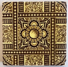 ANTIQUE VICTORIAN FLORAL TILE C1880's