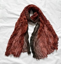 Scarf Large Shawl Cotton Crinkle Cozy Soft Summer Pashmina Brown Bronze Gift