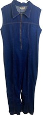 VINTAGE Connection Jumpsuit Womens XL Denim Zip Front Sleeveless Made in USA Y2K