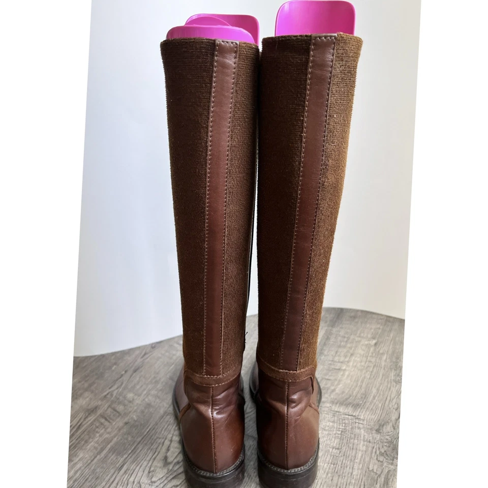 Aquatalia Riding Boots Women's Nanina Brown Leather & Stretch Shaft Sz 7 - Image 2 of 4