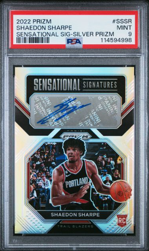Shaedon Sharpe 2022 Panini Prizm Rookie Silver Auto PSA 9 Blazers #SS-SR