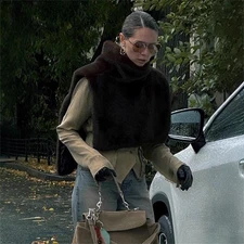 Fur Autumn/winter Fur Vest Coat High-neck Mink Womens Vest Fashion Warm Outwear