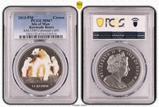 ISLE OF MAN COLORED 1 CROWN UNC COIN 2013 KM#1549 KERMODE BEAR PCGS MS67 TOP 🥇