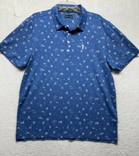 William Murray Mens Size L Blue Short Sleeve Whiskey Cocktails Polo Shirt (L1)