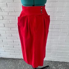 Vintage 70s red corduroy midi skirt