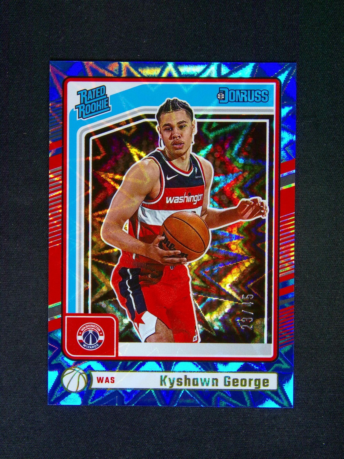 2024-25 Panini Donruss Kyshawn George #225 RC Rated Rookie Blue Explosion /45