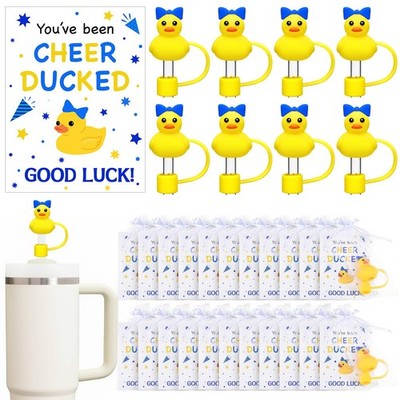 20 Set Cheer Team Gifts Bulk 10 mm Cheerleading Ducks Straw Toppers Straw Cov...