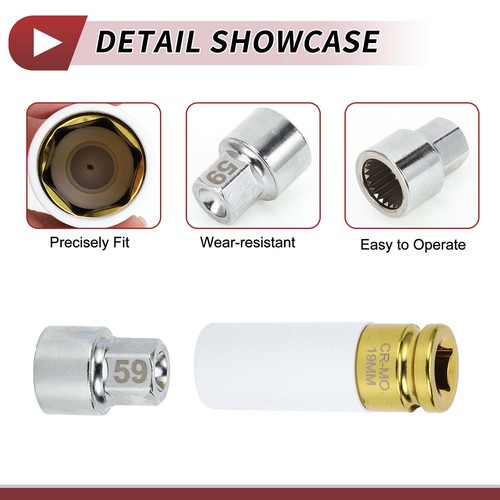 1 Set Wheel Lock Lug Nut 23 Teeth #59 Anti-theft Key Socket for Porsche Cayenne - Bild 5 von 7