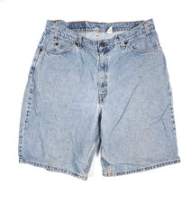 Vintage Levis 560 Orange Tab Baggy Shorts Jorts 38 Mens Blue 90s Skater Grunge