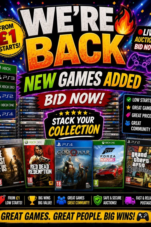 We Are Back - Great Games Great Prices - BID NOW