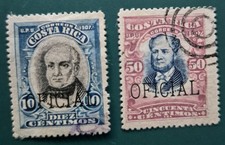 Costa Rica official stamps 1908 MiNo. 35 and 37 stamped