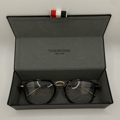 Thom Browne Eyewear Rectangle-Frame Striped Glasses 