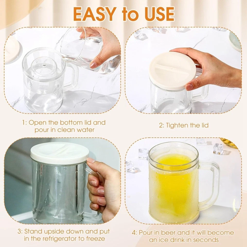 4 Stück Gefrorene Bierkrüge für Den Gefrierschrank, Doppelwandige Gel-Frost7892 - Bild 2 von 4