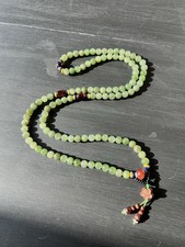 Extra-Long 34" 108 Green Nephrite Jade 8mm Bead Necklace B481